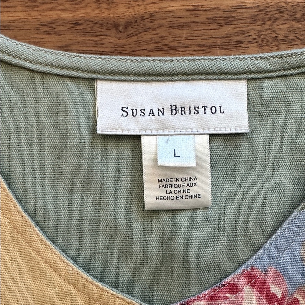 Susan Bristol cottage core mixed media floral linen cotton vest - Picture 2 of 5
